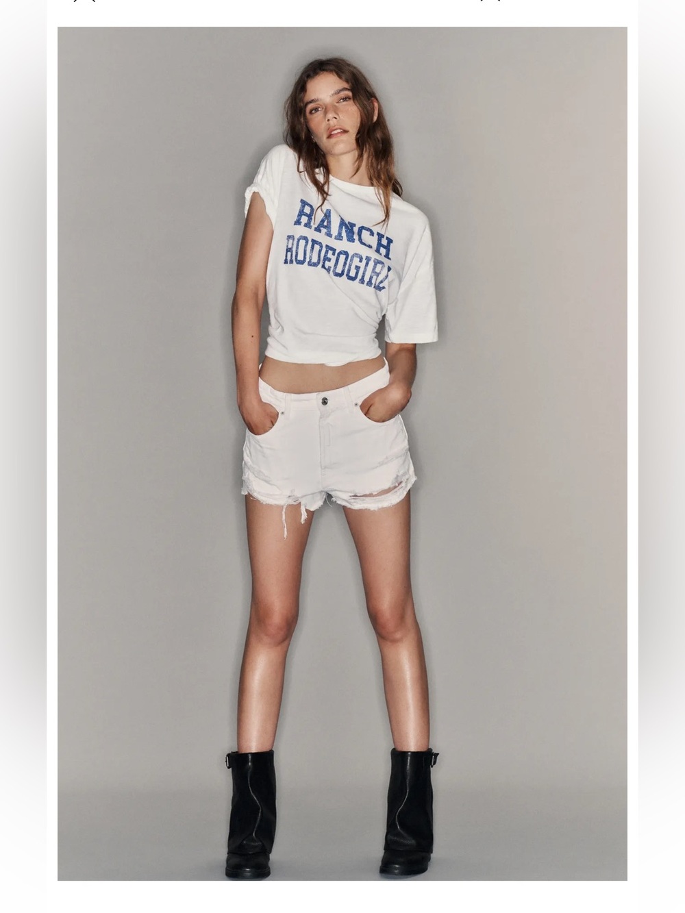Zara High Waisted Denim Shorts - Size 8 - White - Lightly Worn - Great Cond.